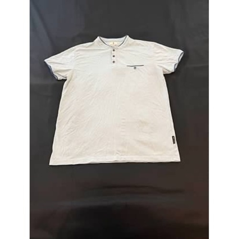 Scott James England M Light Blue Short Sleeve Henley Shirt Size M Casual Pocket
